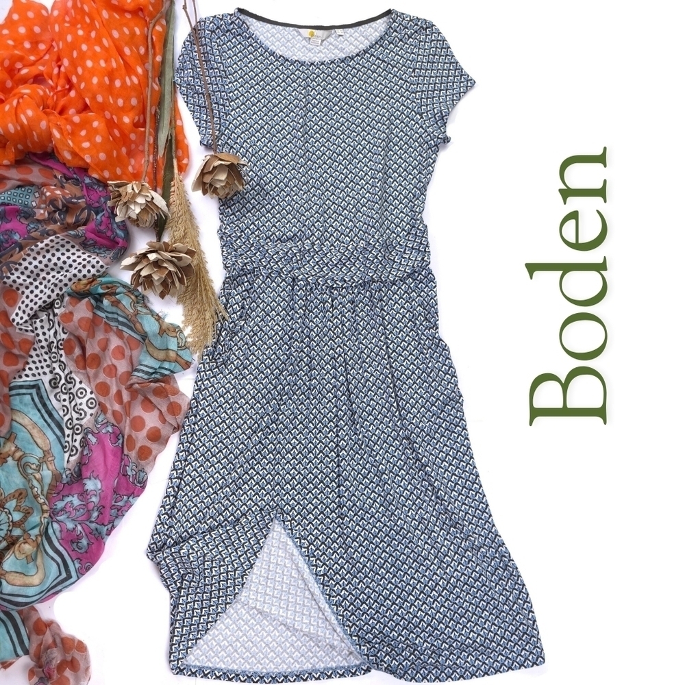Boden Blue Patterned Women's Dress Sz 4R